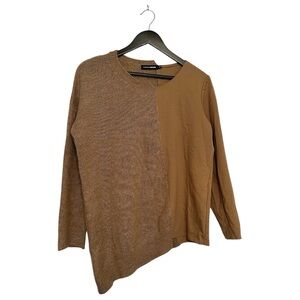 EUROPEAN CULTURE Split Knit & Cotton Sweater Long Sleeve Tan Brown Size Small